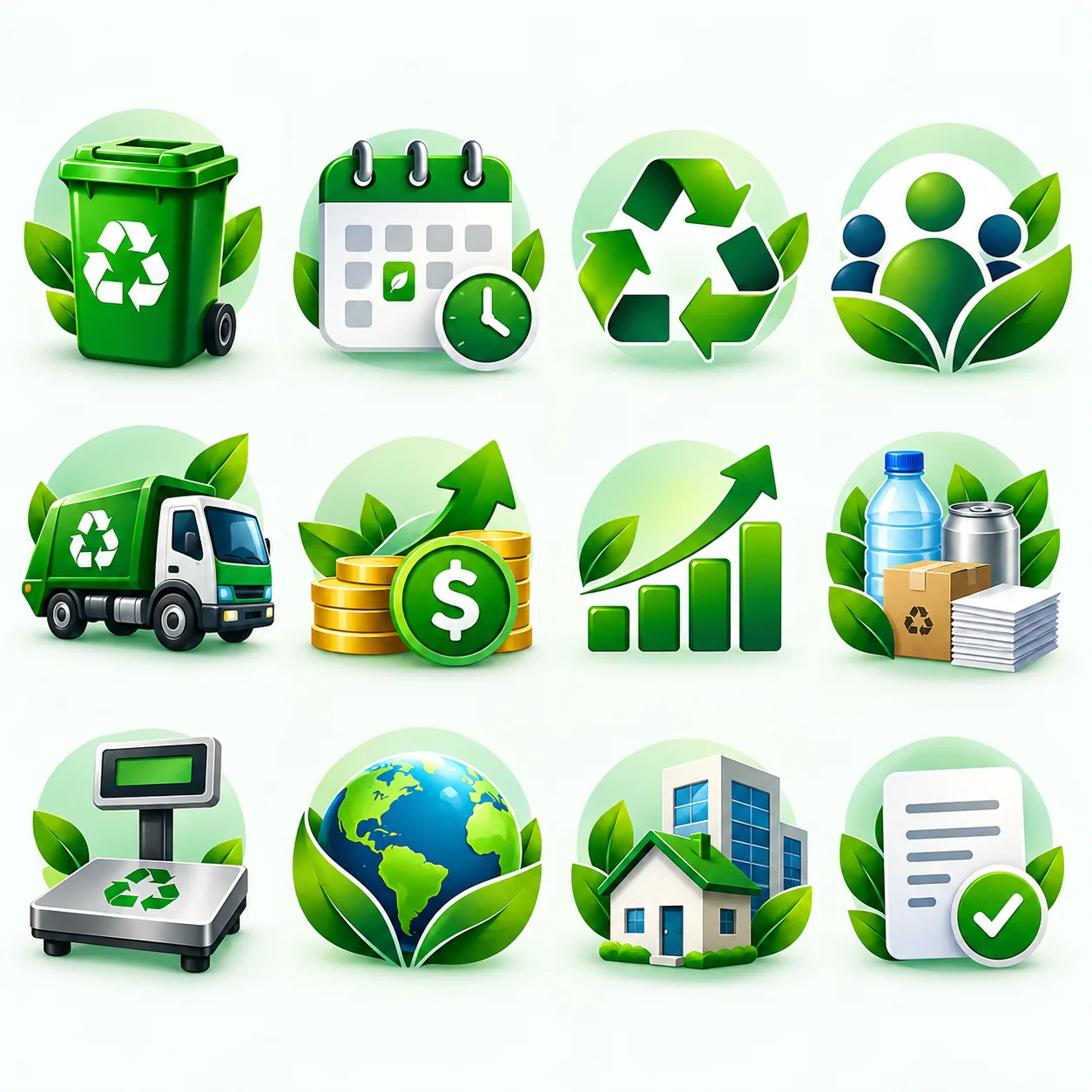 Ícones de reciclagem e sustentabilidade da CrescerCooper